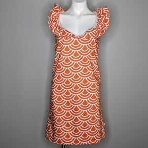 ✨3/$15 Nattie Mack orange white ruffle dress L